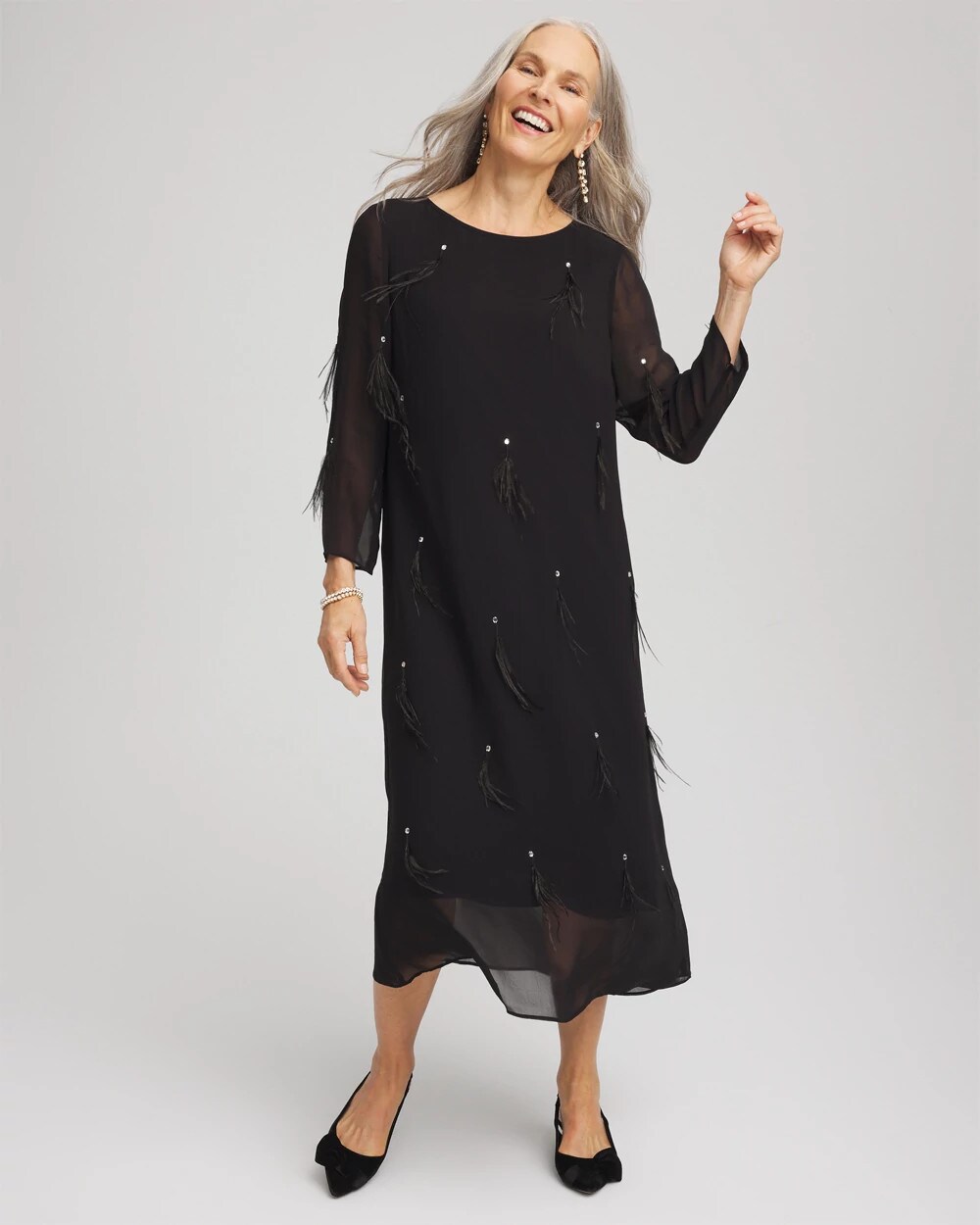 Feathered Georgette Popover Dress | Chico's